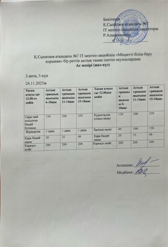 АС  МӘЗІРІ  І,  ІІ АУЫСЫМ